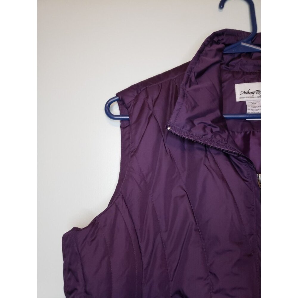 Anthony Richards Women's Sz L Purple Full Zip Puffer Vest Pockets Sleeveless - Picture 5 of 5